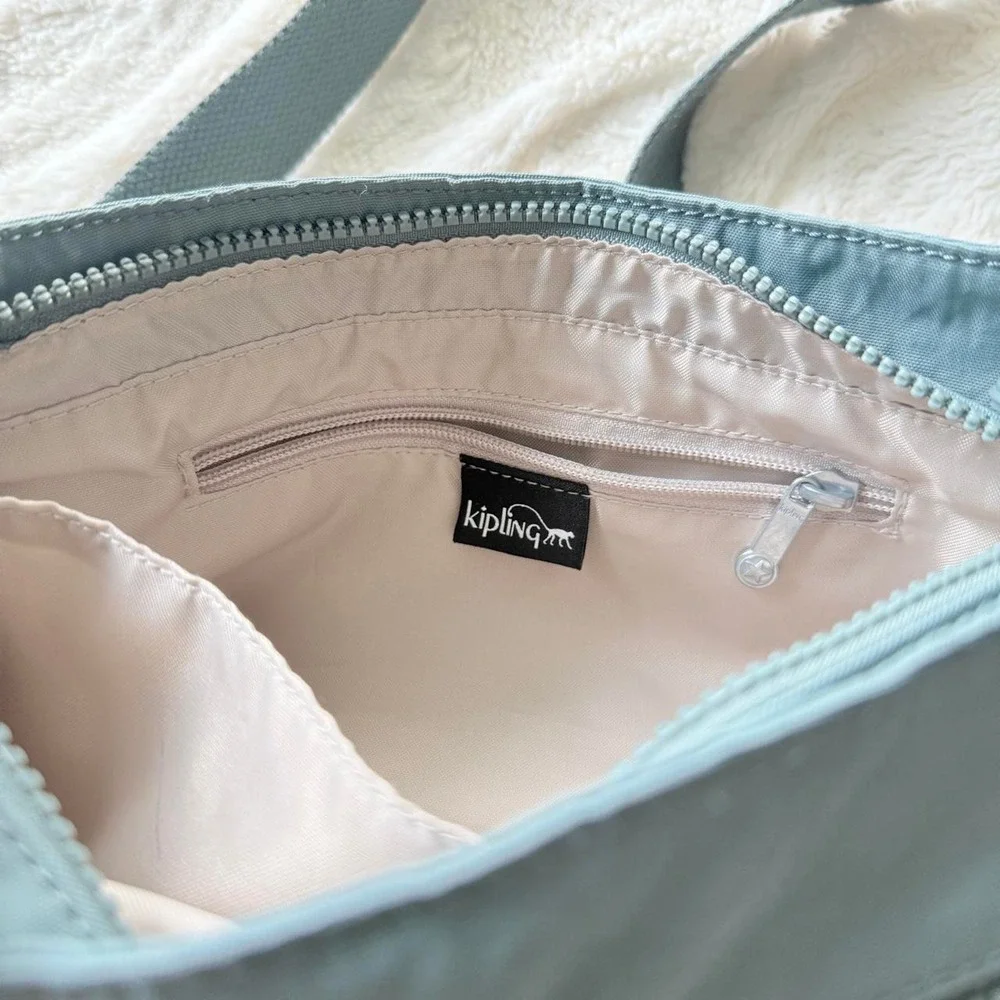 Kipling Gray Nylon Crossbody Shoulder Bag Adjustable Strap